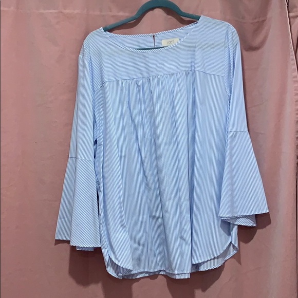 Loft Blue & White Stripped Top, XL, NEVER WORN - Picture 1 of 4